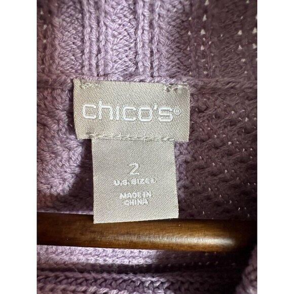 Chico's Women's Cowl Neck Sweater Pullover Long Sleeve Lavender Size 2 Pre-owned - Picture 5 of 9
